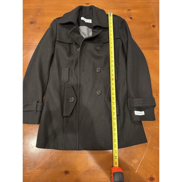 Calvin Klein Women's Wool Coat Size 4 Black Double Breasted Jacket - Picture 5 of 8
